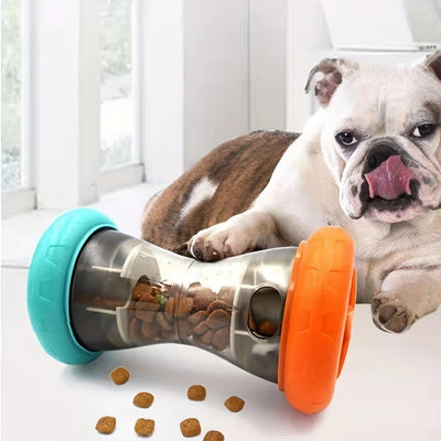 Food Distribution Small Dog Puzzle Toy Interactive Chase Toy Barbell Shaped Dog Toy Dog Food Leakage Toy Chewing Toy